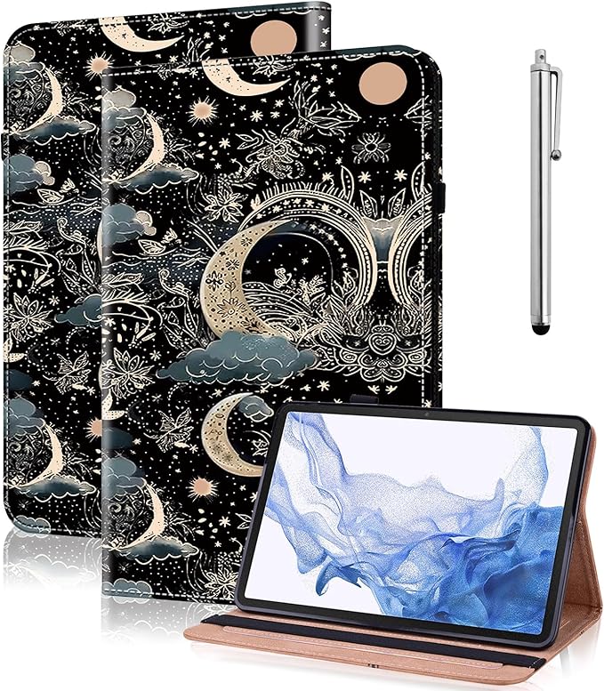 Case for iPad Air 13 inch (M4/M3/M2) 2026/2025/2024, PU Leather Stand Shockproof Cover with Pen Holder & Card Slots - Moon