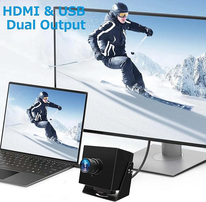 MMlove HDMI USB Camera 4K 30FPS H.264 Webcam USB2.0/HDMI Simultaneous Output 2X Digital Zoom 80° Wide Angle PC Streaming Web Camera for 3D Printer Linux Windows Android Mac Raspberry Pi