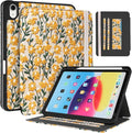 Uppuppy for iPad 10th Generation Case, for iPad (A16) 11th Generation Case - Women Girls Cute Embroidered Folio Stand Cover with Pencil Holder & Card Slot Design Aesthetic Girly Kawaii Yellow Daisy