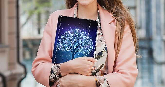 for iPad (A16) 11Th/10Th Generation Case 2025/2022, for iPad Case 11Th/10Th Generation, 10Th/11Th Gen iPadCase Cover Pencil Holder/Hand Strap/Pocket/Adjustable Stand, Blue Star Tree