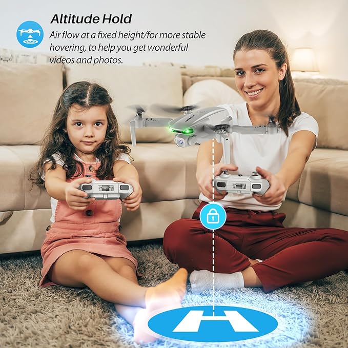 SIMREX Drone With Camera for Kids Beginner & Adults – Foldable RC Quadcopter with Altitude Hold, Optical Flow Positioning , Indoor Mini Drone with One Key Start, Headless Mode, 3D Flip, Gift for Boys & Girls & Teenagers