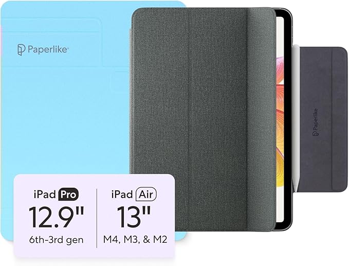 Paperlike® Folio Case for iPad Air 13 inch (M4 / M3 / M2) & iPad Pro 12.9 inch - Magnetic, Lightweight, Slim, Protective case with Apple Pencil Charging, auto Sleep/Wake