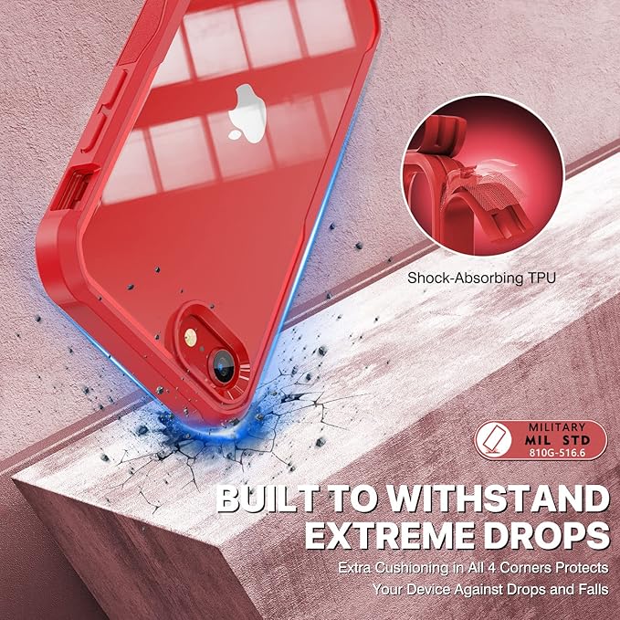 CENHUFO Privacy Case for iPhone SE 2022 3rd / iPhone SE 2020 2nd / iPhone 8/7, Full Body Phone Cover with Built-in 9H Tempered Glass Privacy Screen Protector, Anti Peep Shockproof Bumper - Red