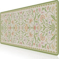HAOCOO Sage Green Iris Flower Desk Pad Mat, Non-Slip XXL Mouse Pad with Stitched Edges, Cute Floral Computer Mat, Elegant Desk Decor for Home, School, Office Accessories