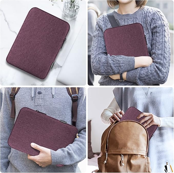 MoKo 13 Inch Tablet Sleeve Fits New 13inch iPad Air M4 2026, iPad Pro M5/M4/Air M3/M2 13", iPadPro 12.9", Galaxy Tab S8+/S9+ 12.4", Polyester Bag Fit with Apple Pencil or Smart Keyboard, Purple