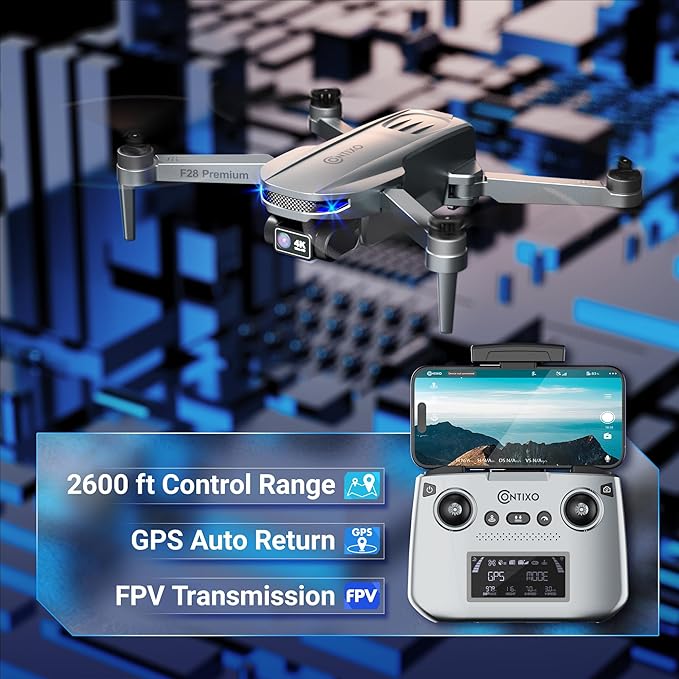 Contixo F28A Premium Drone With 4K Camera, Two-axis Gimbal, 23 Mins Flight Time, 110° Wide-angle, Follow Me, Auto Return, 1000m Control Range, GPS Professional Drones For Adults, Beginner, Teenager