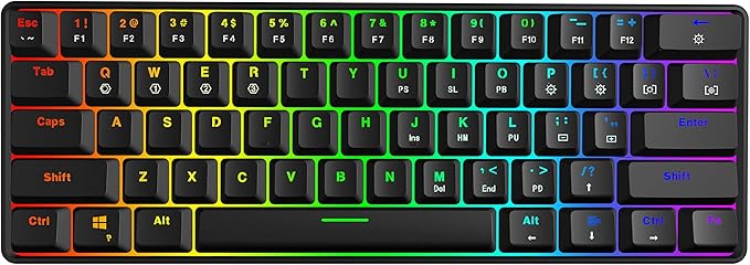 SKYLOONG GK61 SK61 60% Mechanical Keyboard 61 Keys Portable Small Full Keys Programmable Gaming Keyboard Red Switch Hot Swappable RGB Mechanical Keyboard for PC Mac Laptop