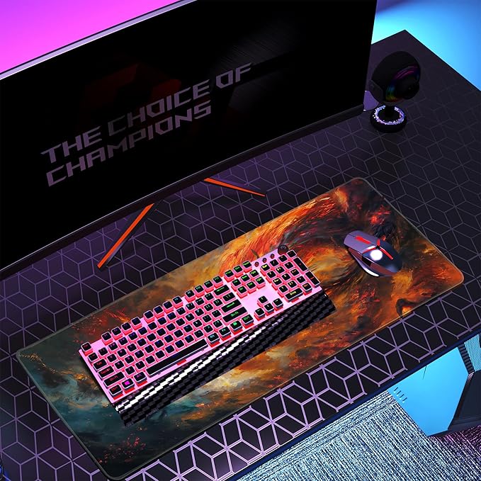 Desk Mat Decor Night Forest Large Gaming Mouse Pad Starry Sky with Moon Mousepad for Computer Office Keyboard Mat Laptop Big Mouse Pad Cute Desk Decor 31.5x11.8 in