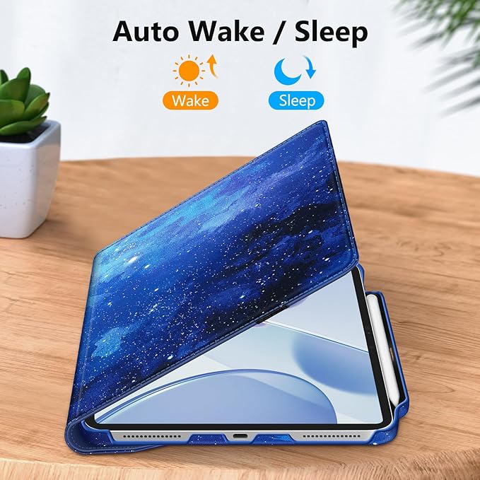Fintie Rotating Case for iPad Pro 13-inch (M5) 2025 / (M4) 2024 with Pencil Holder - 360 Degree Swiveling Protective Stand Cover with Auto Wake/Sleep, Starry Sky