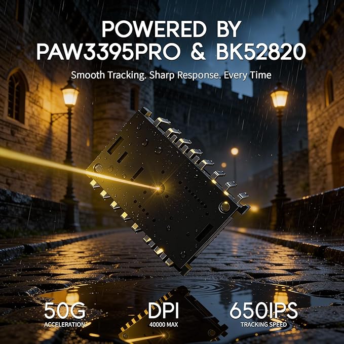 MAMBASNAKE M2 Carbon Fiber Wireless Gaming Mouse,PAW3395PRO 40K DPI Optical Sensor,41g Ultra Lightweight Ergonomic,Programmable Buttons BT/2.5Ghz/Wired Mice Computer Accessories for PC/Mac-Black