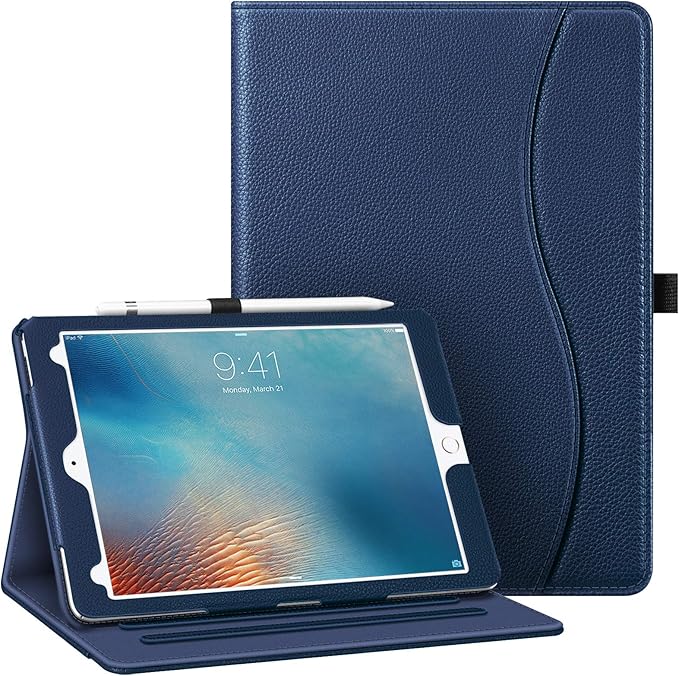 Fintie Case for iPad Pro 9.7 Inch 2016 Release Tablet- [Corner Protection] Multi-Angle Viewing Folio Smart Stand Back Cover with Pocket, Pencil Holder, Auto Wake/Sleep, Navy