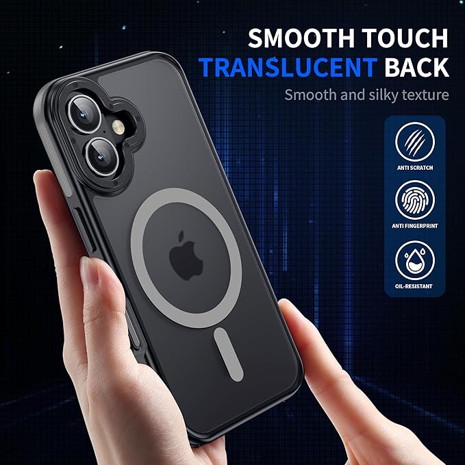 Strong Magnetic for iPhone 16 Plus case [10Ft Military-Grade Protection] Compatible with fit MagSafe Shockproof Slim Thin Cover 6.7 inch 16 Plus Phone case, Gray Bumper
