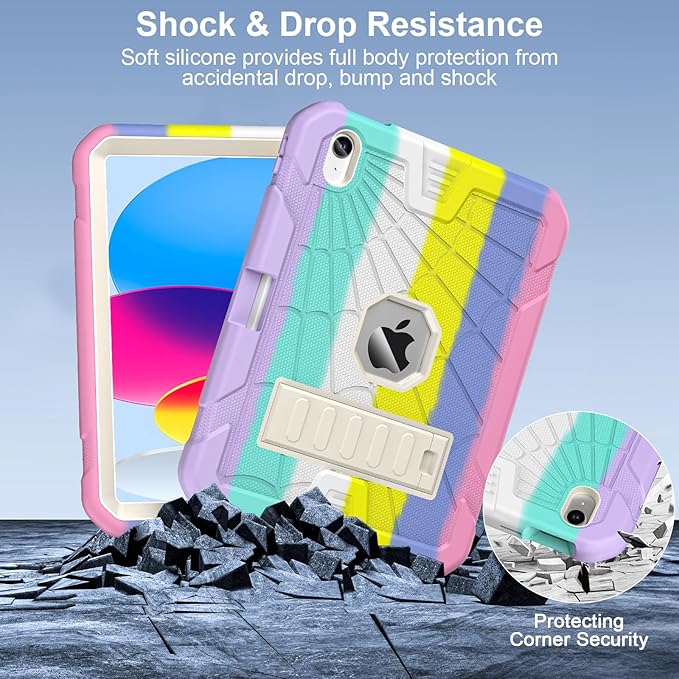 SIBEITU Kids Case for iPad (A16) 11-inch 2025 / iPad 10th Gen 10.9-inch 2022, Shockproof Rugged Hybrid 3-Layer Protective 11/10 Gen iPad Cover with Kickstand & Pencil Holder for Girls Boys, Camouflage