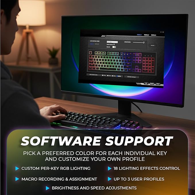 TECWARE Phantom+ Elite 87 Key RGB Mechanical Gaming Keyboard | 3 Mode Wireless Bluetooth 5.0 2.4GHz & USB C Wired | Hot Swappable 5 Pin | Double Shot PBT Keycaps | Wraith Orange Switch - Black