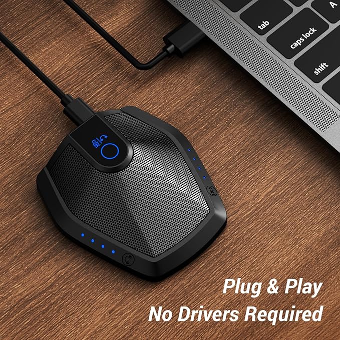 TONOR Conference Microphone with AI Noise Canceling, USB Mic for Teleconference, Condenser Mic for Work at Home, Volume Adjustment, Compatible with Windows and Mac, Desktop PC and Laptop, G11 PRO