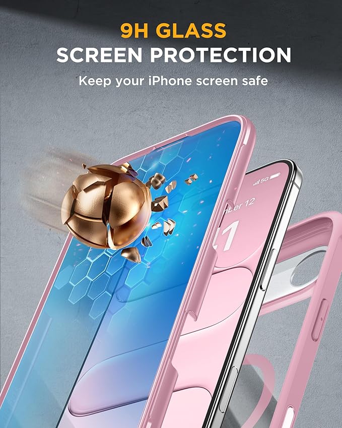 Miracase Magnetic for iPhone Air Case 6.5" [Compatible with MagSafe] Full-Body Phone Case with Built-in Glass Screen Protector & Camera Control,Drop Proof iPhone 17 Air Case Cover, Lilac