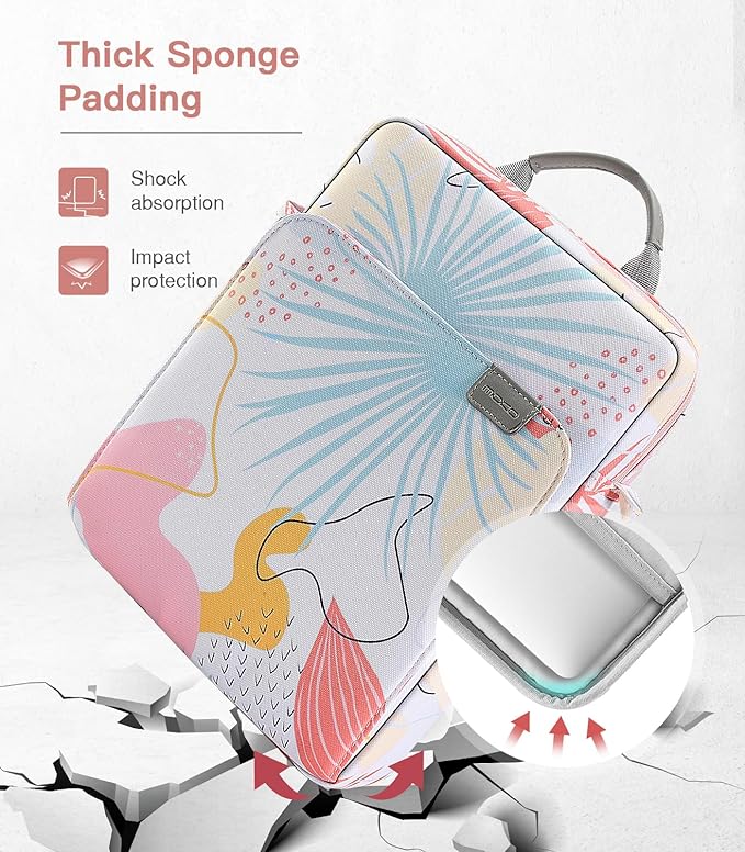 MoKo 13.3-14 Inch Laptop Sleeve Bag Fits Mac Neo 13-inch A18 Pro, Mac Pro 13.3" M2 2022/M5/M5 Pro/M5 Max 14.2" 2026, Mac Air 13.6" M5 2026, Handle Carrying Case with Shoulder Strap,Tropical Leaf