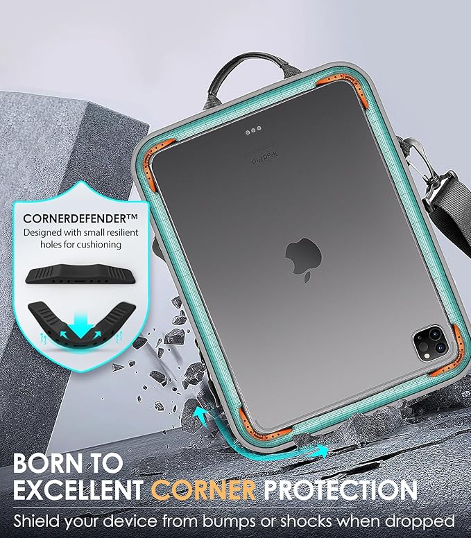 MoKo 9-11 Inch Tablet Sleeve Bag 360° Protetive Carrying Case Compatible with iPad 10th 10.9, iPad Air 5/4th 10.9, iPad 9/8th 10.2, iPad Pro 11, Tab S8/S9 11, with Handle and Shoulder Strap, Black