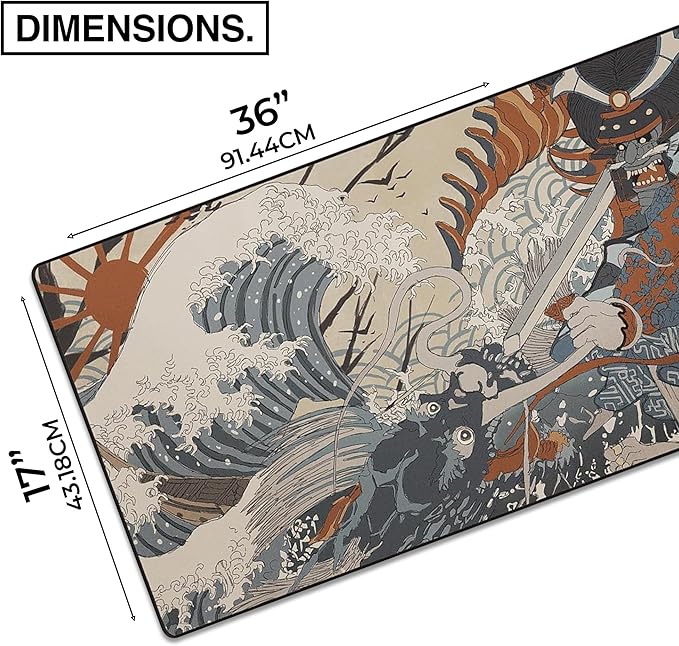 MPCO. Original Large Gaming Desk Mat – 36" x 17" Duraglyde Masterpiece Shogun Full Desk Mouse Pad for Smooth Precision – Non-Slip, Washable Extra-Large PC Mouse Pad for Gaming Sessions