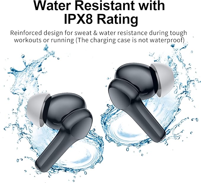 Wireless Earbuds,Immersive Sound Premium Deep Bass Hi-Fi Stereo Headset IPX8 Waterproof Bluetooth 5.3 with 4 Mics Call Noise Cancelling Wearable Technology Rings Earphones for iOS,Android,Workout