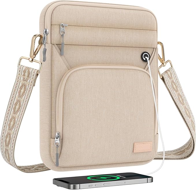 MoKo 9-11 Inch 360° Protective Tablet Sleeve Bag with Earphone Hole & Multi-Pockets, Fits New 11-inch iPad Air M4 2026 & iPadPro 11 M5,iPad A16,iPad10/5/4. 10.9,iPad9/8. 10.2,Tab S8/S9 11, Sand