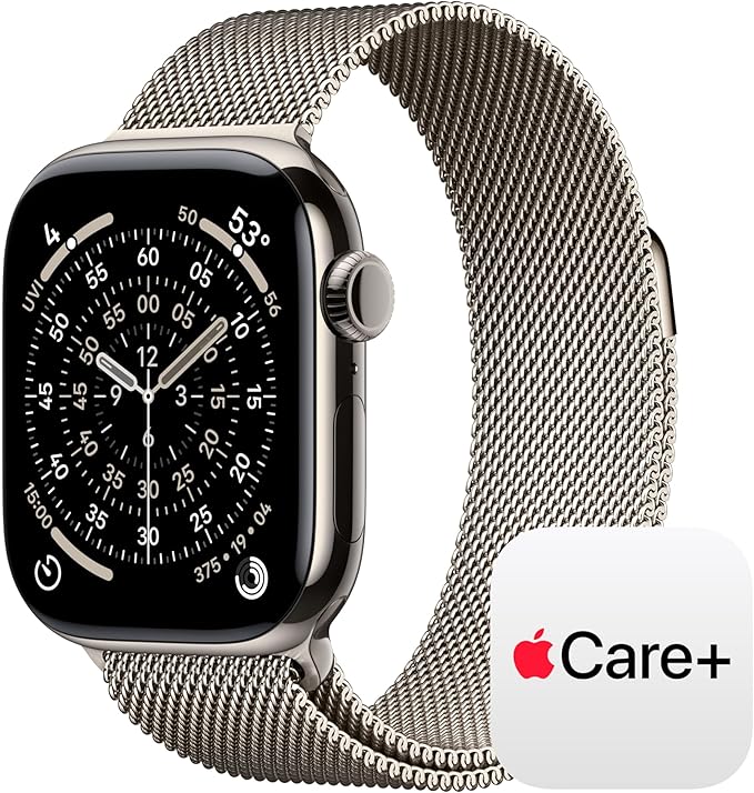 Apple Watch Series 11 [GPS + Cellular 42mm] Smartwatch with Natural Titanium Case with Natural Milanese Loop. Sleep Score, Fitness Tracker, Health Monitoring with AppleCare+ (2 Years)