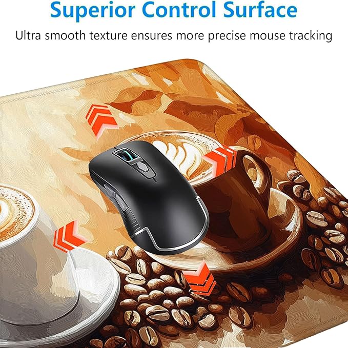 Coffee Desk Mat Gaming Mouse Pad Coffee Beans Leaves Leisure Work Large Gaming Mouse Mat with Stitched Edges,Non-Slip Waterproof Rubber Base Mouse Mat Office Computer Keyboard Laptop Home 31.5"x11.8"
