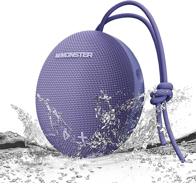 Monster IPX8 Shower Speaker Waterproof, Bluetooth 5.4 with Loud HD Sound and Robust Bass Portable Wireless Outdoor Speakers