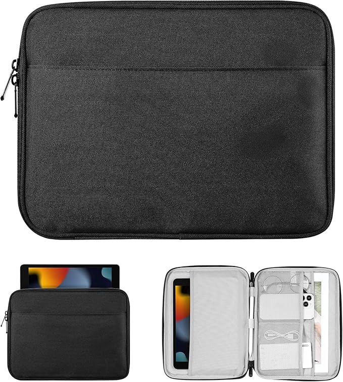 TiMOVO 9-11 Inch Tablet Sleeve Bag for iPad 11-inch A16 2025, iPad 10th Gen. 10.9", iPad 10.2", iPad Air 11/5th/4th Gen. 10.9", Galaxy Tab A9 Plus 11", Carrying Case with Pocket, Black