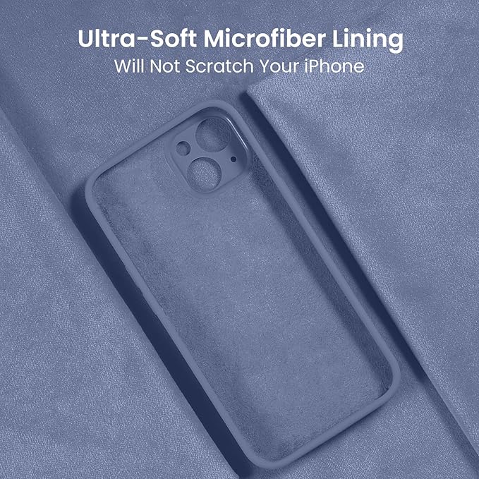 FireNova Designed for iPhone 15 Case, Silicone Upgraded [Camera Protection] Phone Case, Soft Anti-Scratch Microfiber Lining Inside, 6.1 inch, Lavender Gray