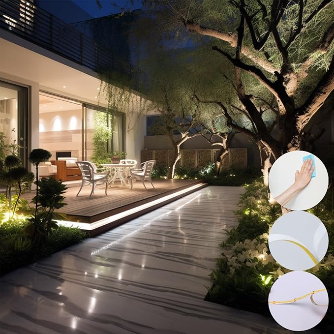 BENLUN 24V Diffused COB LED Strip Light 65.6ft (2 Rolls of 32.8ft), 4000K Natural White Outdoor Milky Silicone Waterproof, 11W/M CRI 93 LED Tape Lights with Power Supply for Bedroom Courtyard