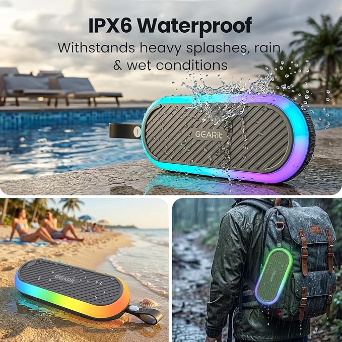 GEARit Magnetic Golf Cart Bluetooth Speaker, 16W Loud Waterproof Portable Speaker, Wireless BT5.3 Golf Audio with RGB Light, TWS Pairing for Outdoor, Beach, Golf Accessories Gifts for Men