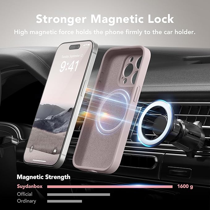 Magnetic for iPhone 15 Pro Max Case, Compatible with MagSafe, [Full Camera Protection][Screen Protector] Silicone Shockproof Protective Phone Case for iPhone 15 Pro Max 6.7", Hazel | Magnetic, Screen Protector, Silicone, Shockproof