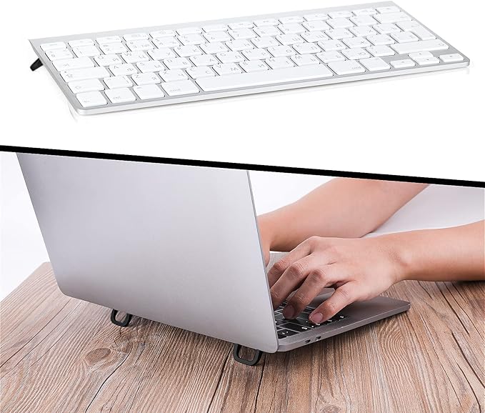 Abeillo 2PCS Portable Keyboard Riser, Self-Adhesive Mini Laptop Stand Invisible Computer Keyboard Stand for Desk, Laptop Feet Compatible with Pro/Air, Lenovo, Surface (Black)