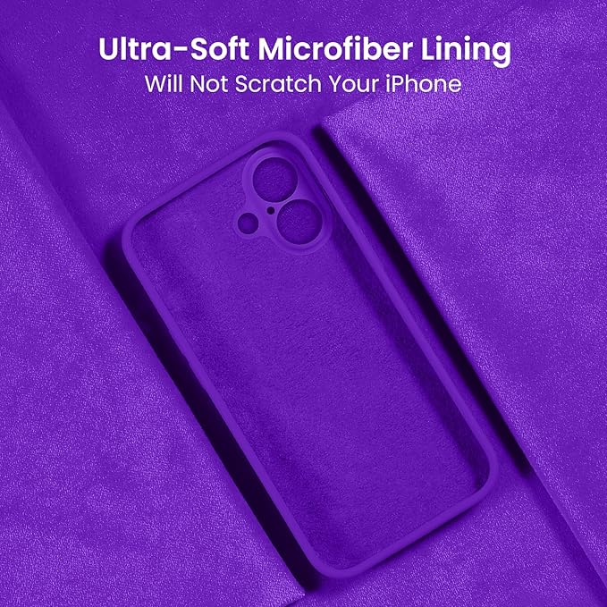 FireNova Designed for iPhone 16 Case, Silicone Upgraded [Camera Protection] Phone Case, Soft Anti-Scratch Microfiber Lining Inside, 6.1 inch, Neon Purple