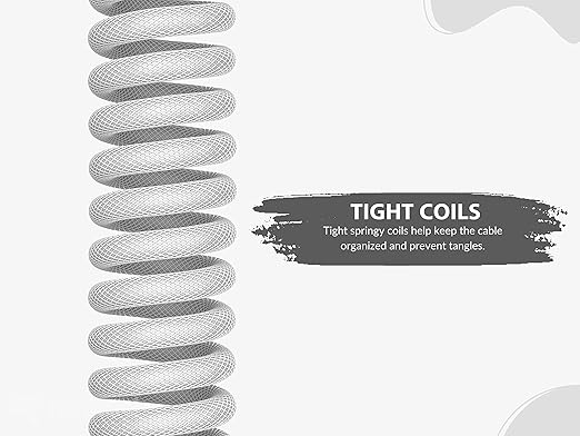 Ranked Coiled Keyboard Cable | Handcrafted Double-Sleeved Braided Cable | USB Type C to A | 5-Pin Aviator Connector for Custom Mechanical Gaming Keyboard | Support Fast Charge 20W (White)