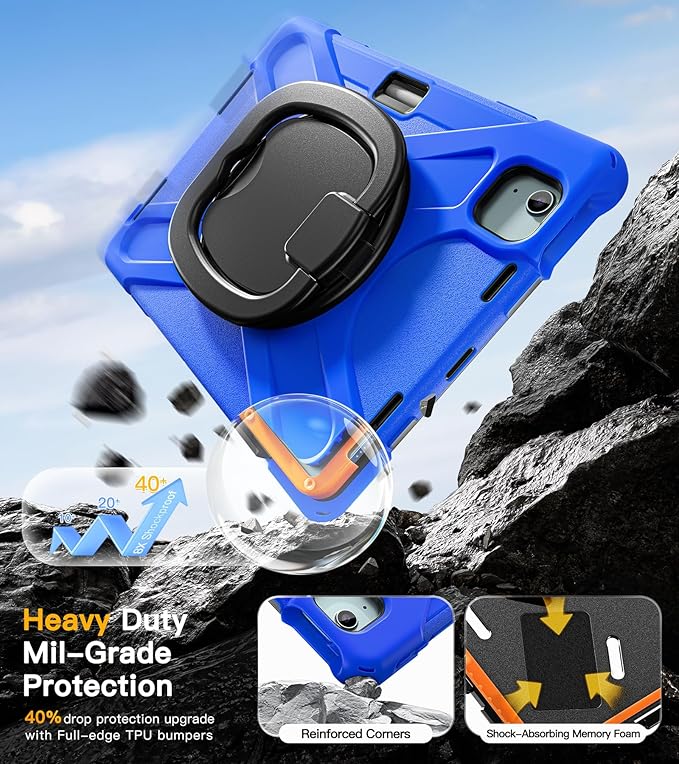BRAECN for iPad Air 11 Inch Case M4 2026/M3 2025/M2 2024, iPad Air 5th/4th Gen 10.9”, iPad Pro 11 4th/3rd/2nd/1st, Rugged Cover with Screen Protector, Shoulder Strap,Pencil Holder, Handle & Kickstand