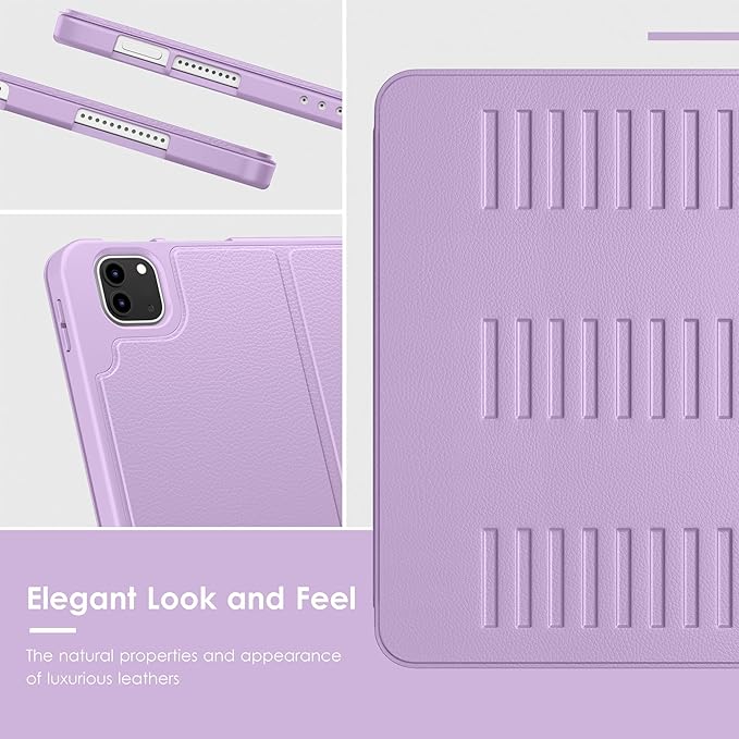 VIKESI Case for iPad Pro 12.9 6th / 5th / 4th / 3rd Generation Case 2022/2021/2020/2018,Multiple Angles Magnetic Stand Cover,Shockproof Soft Back,Pencil Holder,and Auto Sleep/Wake,Lilac