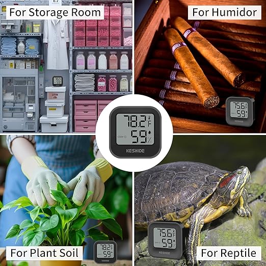 Digital Hygrometer Thermometer for Room Temperature Humidity Meter Indoor Thermometer Accuracy Calibration LCD Temperature Sensor, Bedroom, Baby Room, Office, Greenhouse, Cellar