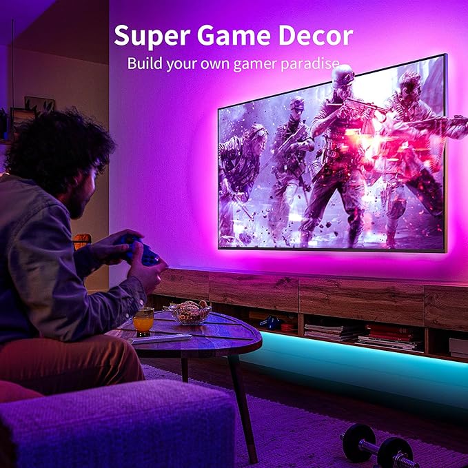 KSIPZE LED Lights for TV, 16.4ft TV led Backlight for 45-75 Inch TVs RGB TV Backlight Behind Music Sync Smart APP & Button Control TV LED Strip Lights USB Powered for Bedroom/Gaming