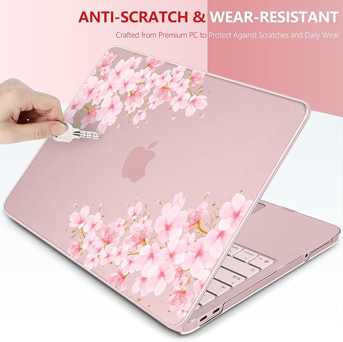 DONGKE for MacBook Neo 13 inch Case 2026 (Model A3404), Artistic Cherry Pattern Ultra Slim Frosted Matte Hard Shell, Anti-Scratch & Fingerprint Resistant Cover - Cherry Blossom