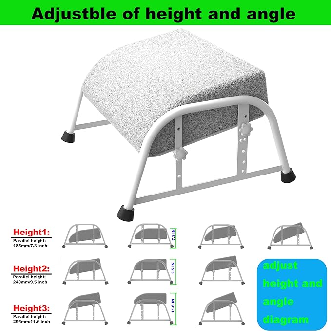 Under Desk Footrest with Memory Foam, Adjustable 10-Level Ergonomic Foot Rest for Office & Gaming Desk Accessories for Leg Rest, Reinforced Metal Frame, Non-Slip Base Extra Large（White 2 USE