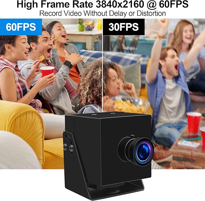 MMlove 4K HDMI Camera High Speed 60FPS USB Webcam 8MP Streaming with 120 Wide Angle Lens H.264 2X Digital Zoom Simultaneous Output Close up Lightburn for PC Laptop