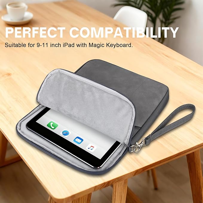 Lacdo Tablet Sleeve Case for 11 inch iPad A16 / 11 Inch IPad Air M4 M3 M2 / 11" iPad Pro M5 M4 / 10.9" ipad / 10.2" iPad /10.9" IPad Air / 11" Samsung Galaxy Tab A9+, Protective iPad Sleeve, Dark Gray