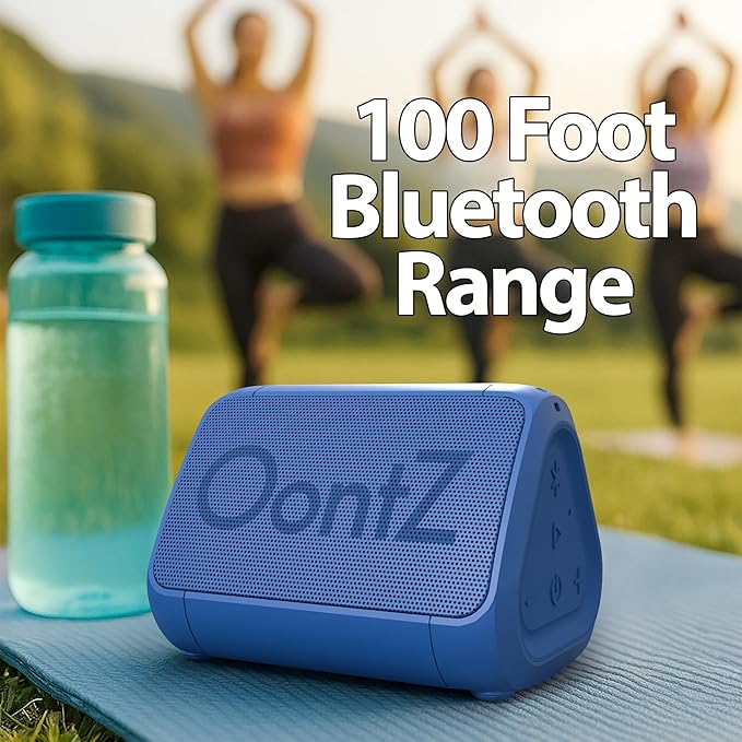 OontZ Angle Solo Portable Bluetooth Speaker - Ultra Portable, 14 Hours of Playtime, 100ft Wireless Range, Waterproof, Budget-Friendly Speaker for Travel, Outdoor or Home, Great Gift (Blue)