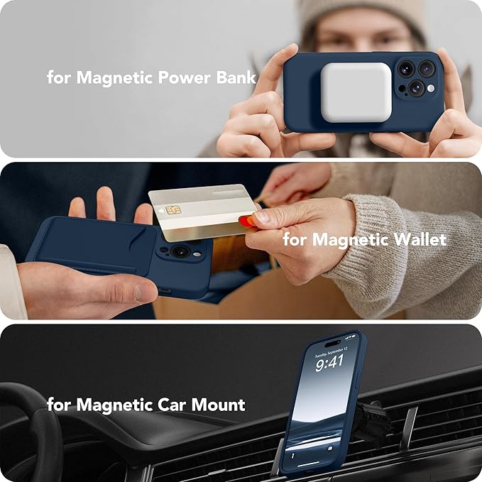 Magnetic for iPhone 13 Pro Max Case, Compatible with MagSafe, [Full Camera Protection][Screen Protector] Silicone Shockproof Protective Phone Case for iPhone 13 Pro Max 6.7", Cobalt Blue