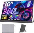 Upperizon Portable Monitor 16 inch 2K QHD 2560X1600 145% sRGB 144 Hz HDR HDMI USB-C Travel Monitor for Laptop MacBook PC Surface PS5 Xbox, External Display with Kickstand & Speakers, VESA Compatible