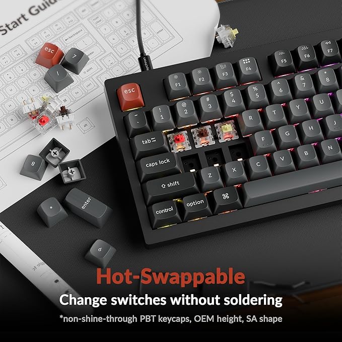 Keychron V5 8K 96% Compact Mechanical Keyboard, 8000 Hz Polling Rate Hot-Swappable QMK Programmable Wired Keyboard with Numpad & Knob, RGB Backlit, Ergonomic for Mac Windows Linux-Tactile Brown Switch