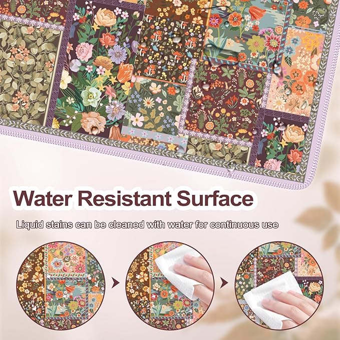 HAOCOO Brown Desk Matt for Desktop, Non-Slip Large Desk Pad Mat with Stitched Edges, Keyboard Mats for Desk, Water-Resistant Large Mouse Pad for Office, Gaming