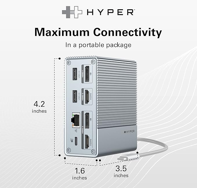 HyperDrive USB-C & Thunderbolt 4 GEN2 12-in-1 Docking Station, 100W PD for MacBook Pro/Air, iPad, PC, 4K USB C Triple Display, 10Gbps, Gigabit Ethernet